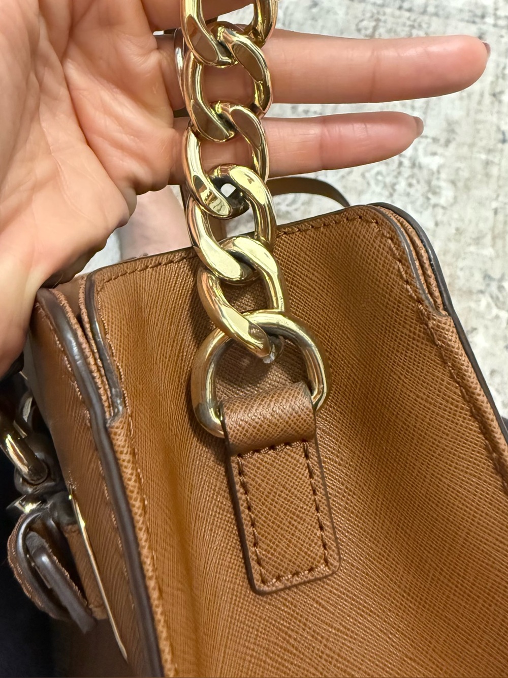 Michael Kors Brown Leather Top-Handle Satchel with Gold Hardware - Picture 10 of 11